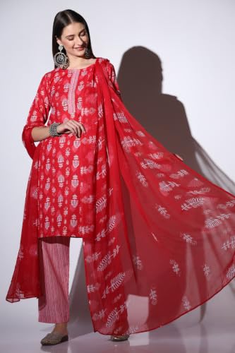 Image of GRECIILOOKS Women Kurta Set with Dupatta for Women | Kurti Set for Women | Festive Kurta Set for Women | Regular Fit Kurta
