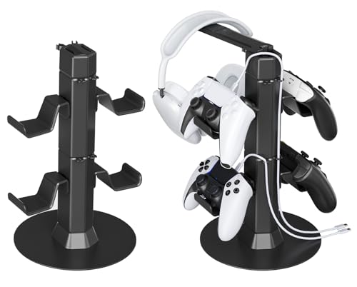 Controller Halter & Headset Halterung für Tisch Kopfhörer Halter für Xbox/PS5/PS4/Switch mit Ladekabel Organizer universelle Aufbewahrung Ständer Controller Spielekonsolen Telefone 2 Ebenen