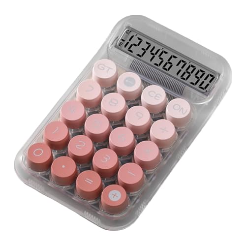 Calculatrice mécanique portable – Calculatrice de bureau transparente avec joli bouton design pour bureau, maison et école