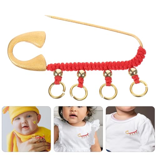 Image of KESYOO Chinese Vintage Brooch Pin Brass Safety Pins Amulet for Baby Red String Diaper Brooch Feng Shui Protection Jewelry Newborn Pregnant Mother