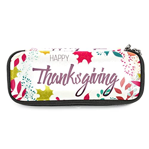 WARMFM Feliz día de acción de gracias hojas de colores Estuche para lápices con cremallera Útiles escolares y de oficina Cajas de almacenamiento de papelería