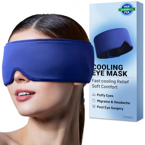 Cooling Gel Eye Mask for Puffy Eyes, Migraine & Headache Relief, Full Eye-Area Cold Compress for Eyes & Temples, FSA Eligible HSA Reusable Eye Ice Pack for Swelling & Post-Surgery Recovery