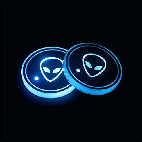 Alien LED portavasos para auto con luz multicolor, 2 piezas miniatura 1