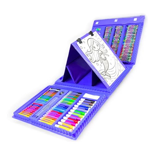 Fun Game Estojo Maleta de Pintura 208 Peças Infantil Dinossauro (Sereia, Roxo)