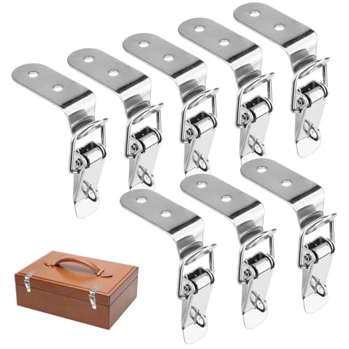 8 Piezas Cerradura De Palanca a 90 Gradi, Cierre De Palanca, Pestillo De Palanca, Cierre De Resorte De Acero Inoxidable, Ajustable Cierre Rápido Para Caja De Herramientas, Baúl, Cajón, Gabinete