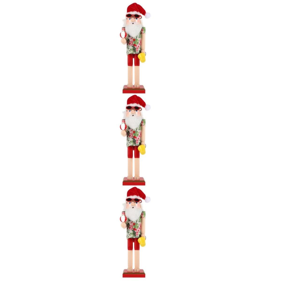 minkissy 3 Piezas Cascanueces de Madera de Papá Noel Pintado a Mano para