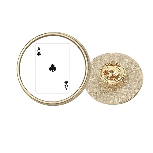 Broche ronde motif cartes à jouer Club A en métal doré pour sublimer un blazer
