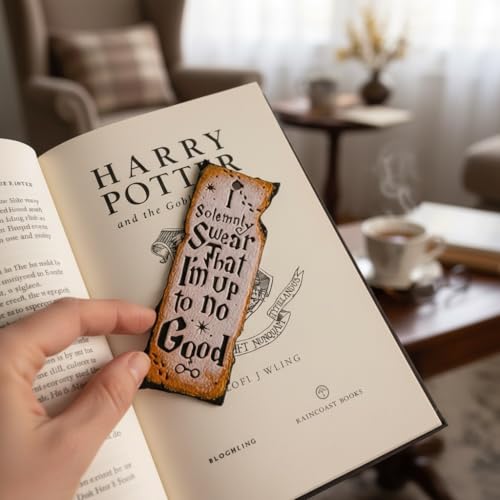 Image of Mischief Managed Vintage Scroll Bookmark | inchI Solemnly Swear that I'm Up to No Good inch Inspired Fantasy Bookmark for Book Lovers, Readers & Students | Aesthetic Page Marker Gift | Durable Bioplastic