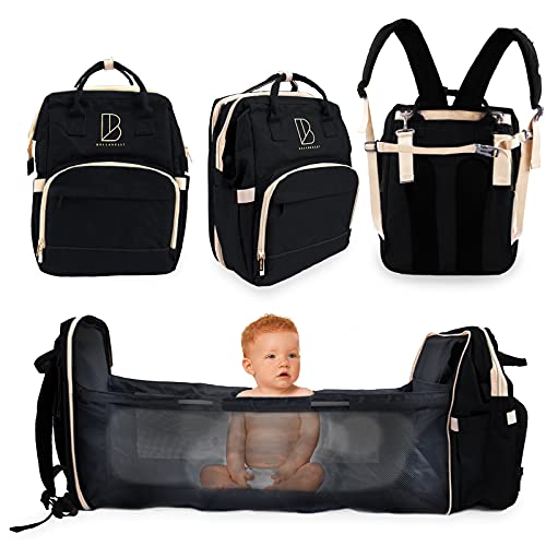 Image of Bellavelli | Baby Diaper Bag Backpack with Changing Station | Waterproof | Thermal Insulated | Pack and Play | USB Quick Charge for Men, Women, Unisex (Black)