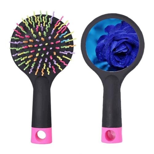 Brosse à cheveux démêlante motif roses bleu foncé : réparez votre capital cheveux