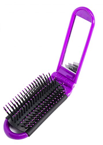 LOUISE MAELYS Portable Folding Hair Brush with Mirror Compact Pocket Hair Comb for Travel Gift Idea