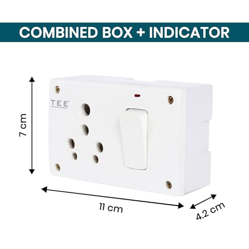 Image of Combined Box 16A with Universal Socket, Master Switch, LED Indicator | 240V Power Utility Box for Home, Office, Appliances | Without Wire, 6 Month Warranty(COMBINED BOX+INDICATOR)