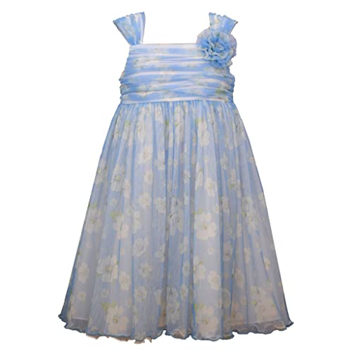 Bonnie Jean Girl's Blue Floral Dress for Little and Big Girls
