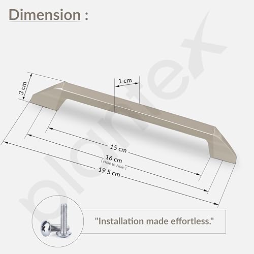 Image of Plantex Cabinet Handle /Kitchen Cabinet Door Handle /Wardrobe /160 mm Cupboard Handle /Door Pull-Push Handle for Home /Office - Pack of 2 (Satin)