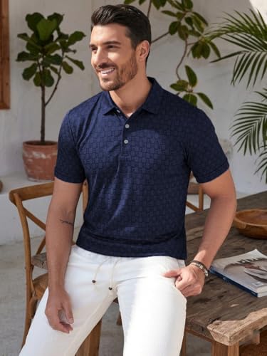 Image of TAGDO Men's Cotton Premium Casual Jacquard Fabric Polo T Shirt for Man | Collar | Half Sleeve | Comfortable Fit with Modern Style | Trendy Look (2067)