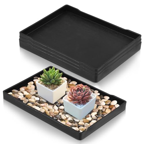 4 Pcs Bonsai Humidity Plant Tray Drip Trays, Plastic Plant Pots Saucers Drainage Trays Square Plants Water Catcher Tray for Indoors Outdoors Cactus Succulents Tree to Drain & Decorate (8.2
