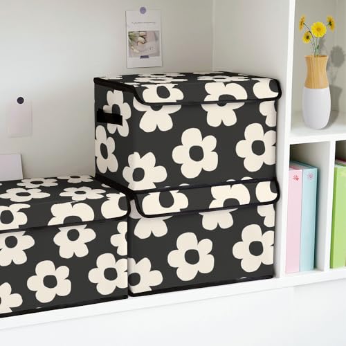 Image of Stackable Clothes Storage Bins with Lids 3 Pack | Closet Organizers Fabric Cat Printing Box for Home and Office,Blanket Clothes Organizers,Under Bed Storage Containers