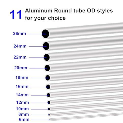 6063 Aluminium Rundrohr 10mm x 6mm 2,0 mm Wandstärke 150 mm Länge, LAVMHAB Runde Aluminium rohre Aluminium-Schläuche Gerade Rohre (2 Stück)