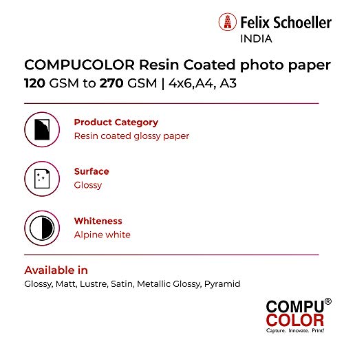 Resin Coated Lustre Photo Paper 275GSM (A4 Size, 20 Sheets, Pack of 1) Scratch Resistant Paper|For all Inkjet Printers | Water Proof, Instant Dry, Long Lasting, Vibrant Color