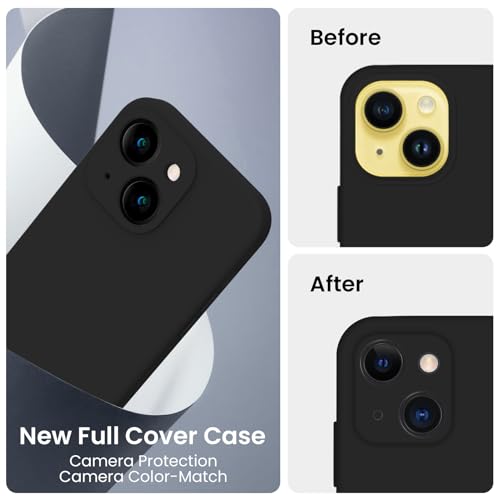 Image of FireNova Designed for iPhone 14 Case, Silicone Upgraded [Camera Protection] Phone Case, Soft Anti-Scratch Microfiber Lining Inside, 6.1 inch, Black