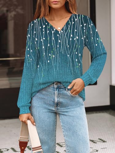 Image of AUTOMET Womens V Neck Long Sleeve Shirts Fall Tops 2026 Lightweight Sweater