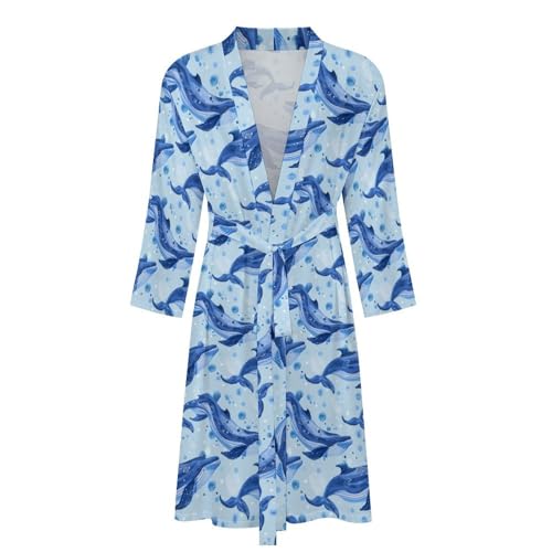 Whale Funny Men's Robe Soft Lightweight Bathrobe Long-sleeve Spa Robes4