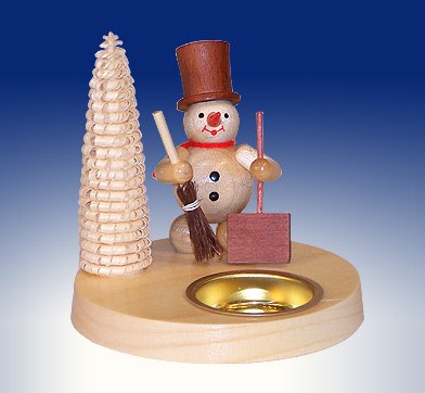 Rudolphs Schatzkiste Tealight Owner Snow Man + Schippe Candle Candelabrums Candle Holder 10cm ore Mountains New