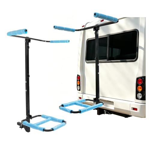 ALMULOO RV Hitch Mount Kayak Rack Fits up to 12 Kayaks Vertical Standing Kayak Carrier 2 Hitch Receiver Height Adjustable 150LBS for RV Truck SUV Steel