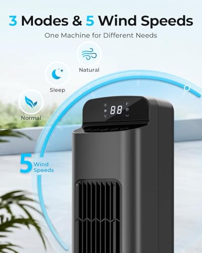 Image of Antarctic Star 36 inch Smart Tower Fan for Bedroom, 23ft /s High-Velocity, 34dB Ultra-Quiet, 80 Oscillating, LED Touch Display, 12H Timer with Remote for Home Office, Gray