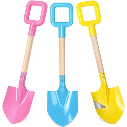 MTDASB Metal Beach Shovels – 16″ Durable Sand Spades with Wooden Handles for Kids & Adults – Multipurpose for Digging & Shoveling