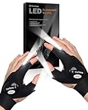 ThxToms LED Flashlight Gloves,Stocking Stuffers Gifts for Men Dad Him, Christmas Birthday Gifts for Men Adults Boyfriend, Cool Gadget Finger Lights for Fishing,Repairing Camping, 1 Pair Black