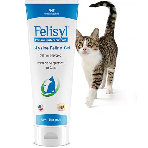 Felisyl L-Lysine Gel for Cats & Kittens (5oz) – Immune System, Respiratory & Eye Health Support. Reduces Sneezing, Runny Nose & Watery Eyes. Daily Salmon-Flavor Supplement – Made in USA (1 Pack)