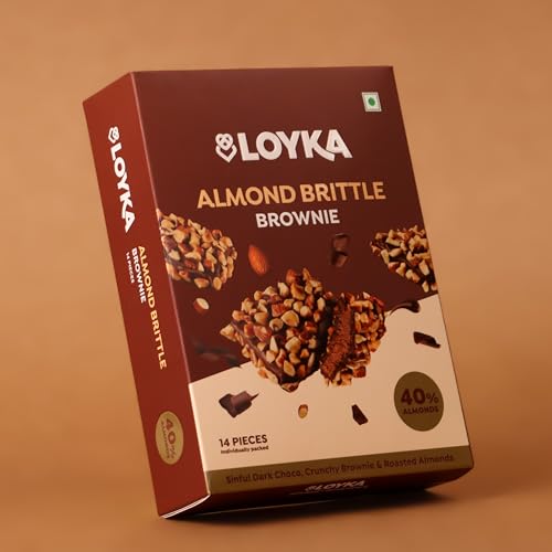Loyka Almond Brittle Brownie Choco Box - 12 pcs | Premium Chocolate Gift Hamper | Choco & Nut Dryfruit Delicacy | Roasted California Almonds (45%), Dark Choco & Crunchy Brownie (204g, 12, count)