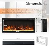 COSTWAY 36”/91cm Electric Fireplace, Wall Mounted/Recessed/Freestanding Fire Heater with 9 LED Flame Color, 5 Brightness, Remote, Thermostat, 1-8H Timer, Overheat Protection, 750W/1500W (36”/91cm) - Image 6