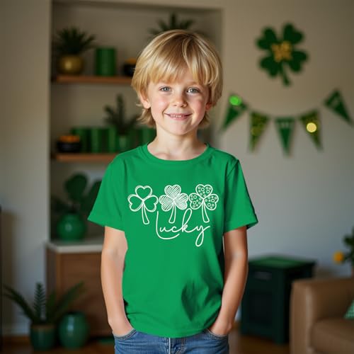 Image of CM C&M WODRO Boy Girl St. Patrick's Day T-Shirt Kid Lucky Clover Short Sleeve Shirt Funny Irish Shamrocks Tee Tops