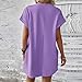Womens Summer Dress Casual Short Sleeve Crewneck Loose Fit Mini Dresses with Pockets Solid Color Fashion Clothing S-2XL