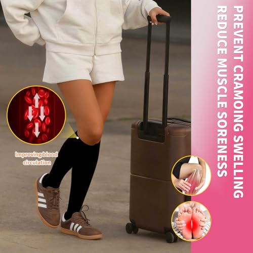 Image of Sooverki Compression Socks for Women & Men 6 Pairs is Best Supportive Knee High Stockings for Circulation, Travel, Nurses