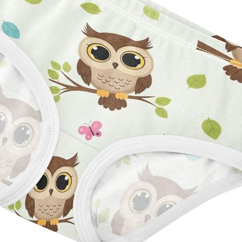 Cute Cartoon Owls Branch Leaves Girl Panties Cute Girls Underwear Toddlers Cotton Animal Underpants Briefs 2t4