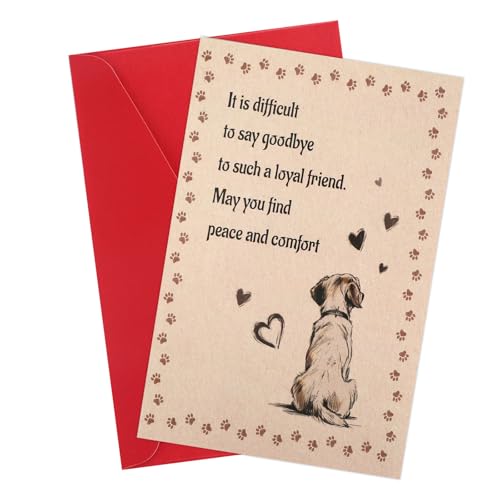 Penitue Pet Sympathy Card for Loss of Dog, Heartfelt Message Printed Dog Bereavement Greeting Card Memorial Gift with Envelope for Grieving Pet Owners