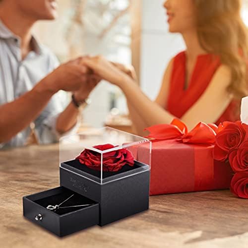 HooAMI Preserved Rose,Handmade Eternal Real Rose with Jewelry Gift Box,Forever Rose Flower Romantic Gifts for Her Mum Women On Valentine's Day Mother's Day Anniversary Wedding Christmas