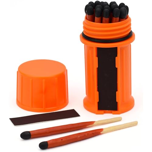  Waterproof Matches, Strike Anywhere Matches, Stormproof Match with Water Proof Case, 20Pcs One Box Emergency Match Survival Kit (1 Box)
