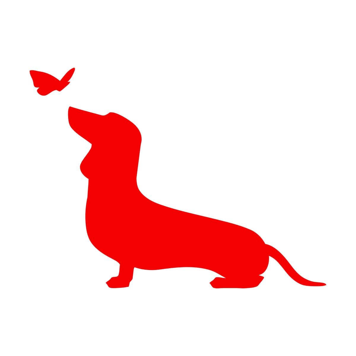 Fine Carving Decals Pet Grooming Logo Dog Dachshund with Butterfly 54x74.3cm Multi Color Selection Large red