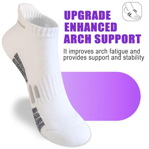 Women's Cotton Athletic Ankle Socks with Wicking Anti-Blister Arch Support Cushioned Sole for Running 5 Pairs3
