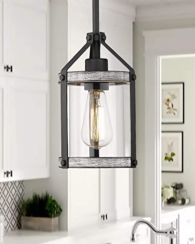 Hanass Farmhouse Glass Pendant Light Fixtures, White Wood Pendant Lighting For Kitchen Island, Length Adjustable, Md89418-Yh #TOP3