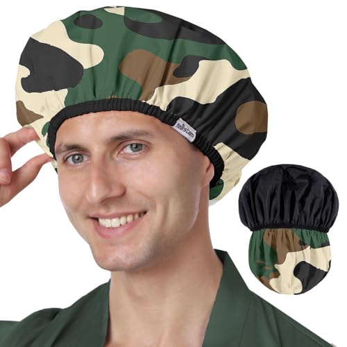 Years calm Shower Cap for Men Waterproof Reusable Hair Cap with Dual-Layer Design Reversible Double-Sided Use Stretchable Elastic Band Comfortable Fit for Shower Gym Hair Care & Travel