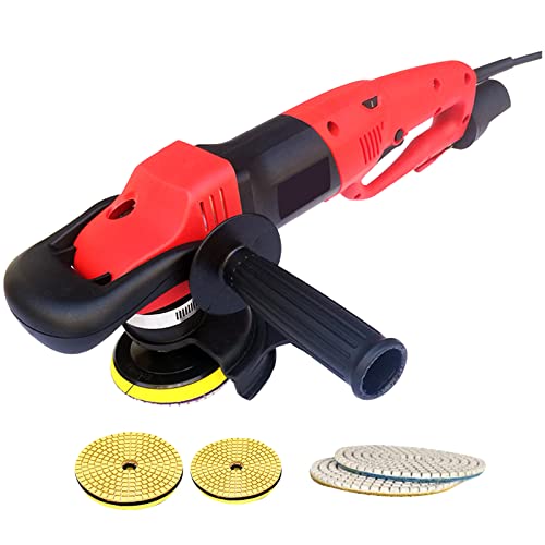 Vevor Pulidora Electrónica de Piedra Húmeda de 4' y 5' Rojo Aluminio, de Concreto Bajo Modo de Inyección de Agua 1200W 1100-4200RPM Máquina Pulidora 100 mm de Diámetro de la Rueda de Pulido, Multiple