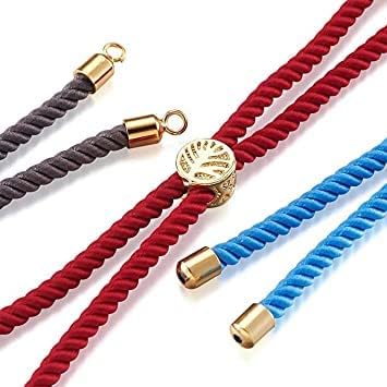 Image of Satra Traders Adjustable Nylon Slider Bracelet Twisted Cord with Brass Findings | Size : 23cm | Qty : 5pcs | Grey