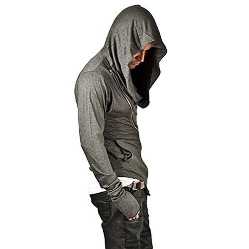 ZUEVI Men's Hoodies Cool Side Zipper Assassin Robe Jacket Cosplay Hooded Sweatshirts2
