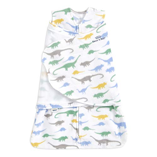 Image of HALO Micro-Fleece Sleepsack Swaddle, 3-Way Adjustable Swaddle Blanket for Newborn and Infants, TOG 3.0 for Cold Climates, Hip Healthy, Dinos, Newborn, 0-3 Months