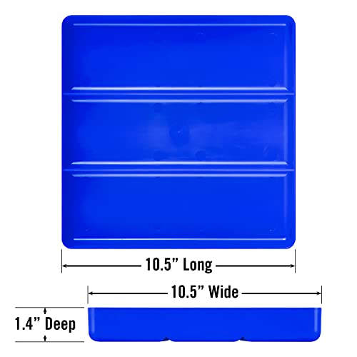 Image of Ernst Manufacturing Toolchest Tray: Stackable Garage Organizer Tray in Blue with 3 Compartments - For Trades, Mechanics, Electricians, Plumbers, Household Use, Hobbies - Heavy Duty - Made in the USA